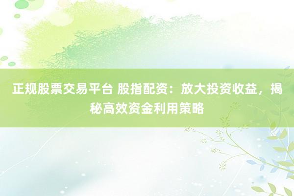 正规股票交易平台 股指配资：放大投资收益，揭秘高效资金利用策略