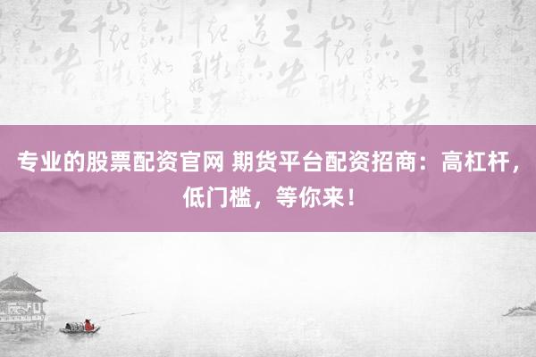 专业的股票配资官网 期货平台配资招商：高杠杆，低门槛，等你来！