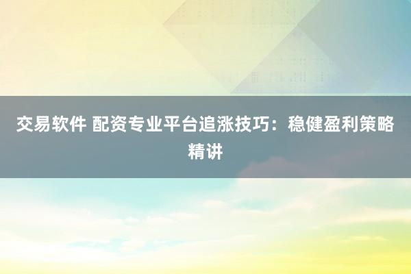交易软件 配资专业平台追涨技巧：稳健盈利策略精讲