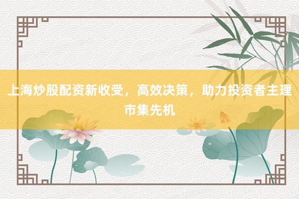 上海炒股配资新收受，高效决策，助力投资者主理市集先机