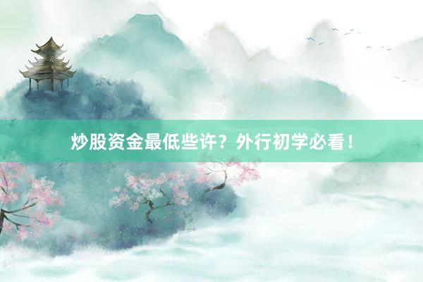 炒股资金最低些许？外行初学必看！