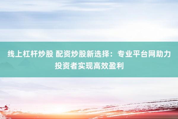 线上杠杆炒股 配资炒股新选择：专业平台网助力投资者实现高效盈利