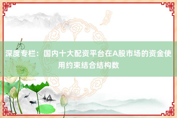 深度专栏：国内十大配资平台在A股市场的资金使用约束结合结构数