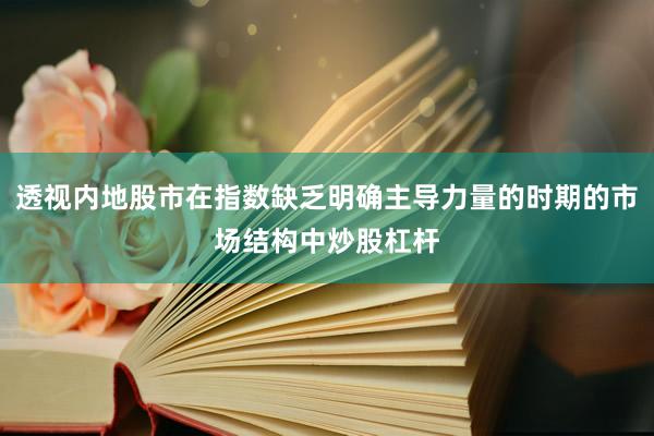 透视内地股市在指数缺乏明确主导力量的时期的市场结构中炒股杠杆