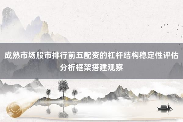 成熟市场股市排行前五配资的杠杆结构稳定性评估分析框架搭建观察