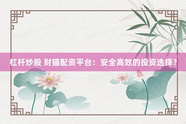 杠杆炒股 财猫配资平台：安全高效的投资选择？