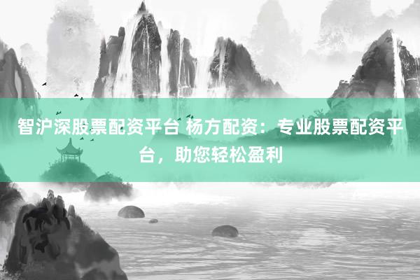 智沪深股票配资平台 杨方配资：专业股票配资平台，助您轻松盈利