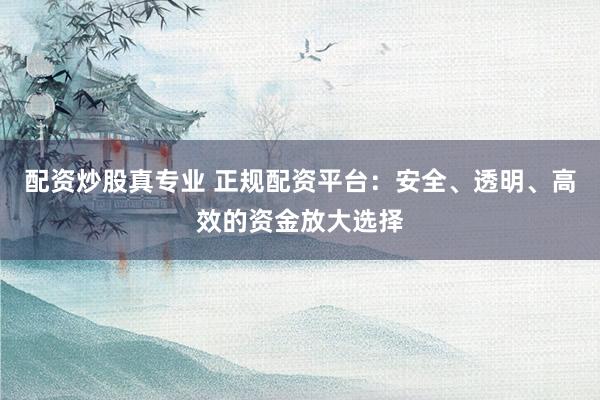 配资炒股真专业 正规配资平台：安全、透明、高效的资金放大选择